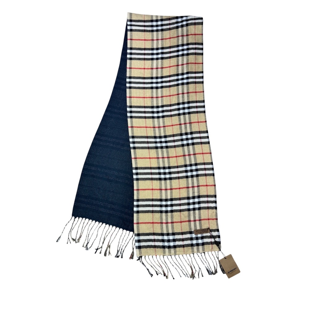 Burberry London England Scarf Classic Check Plaid Fringed Edge - Picture 10 of 11